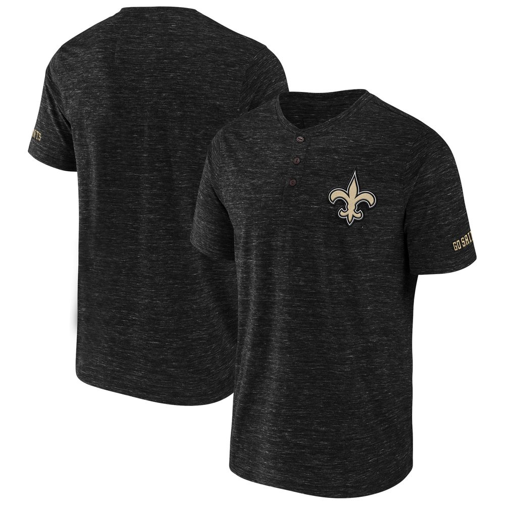 Men's NFL x Darius Rucker Collection by Fanatics Black New Orleans Saints Slub Henley T-Shirt