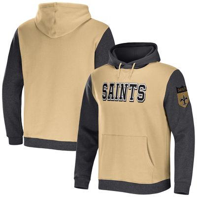 Men's NFL x Darius Rucker Collection by Fanatics Gold/Charcoal New Orleans Saints Colorblock Pullover Hoodie