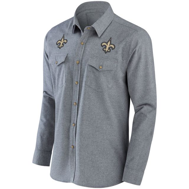 NFL x Darius Rucker Collection by Fanatics Men's NFL x Darius Rucker  Collection by Fanatics Gray New Orleans Saints Chambray Button-Up Long  Sleeve Shirt