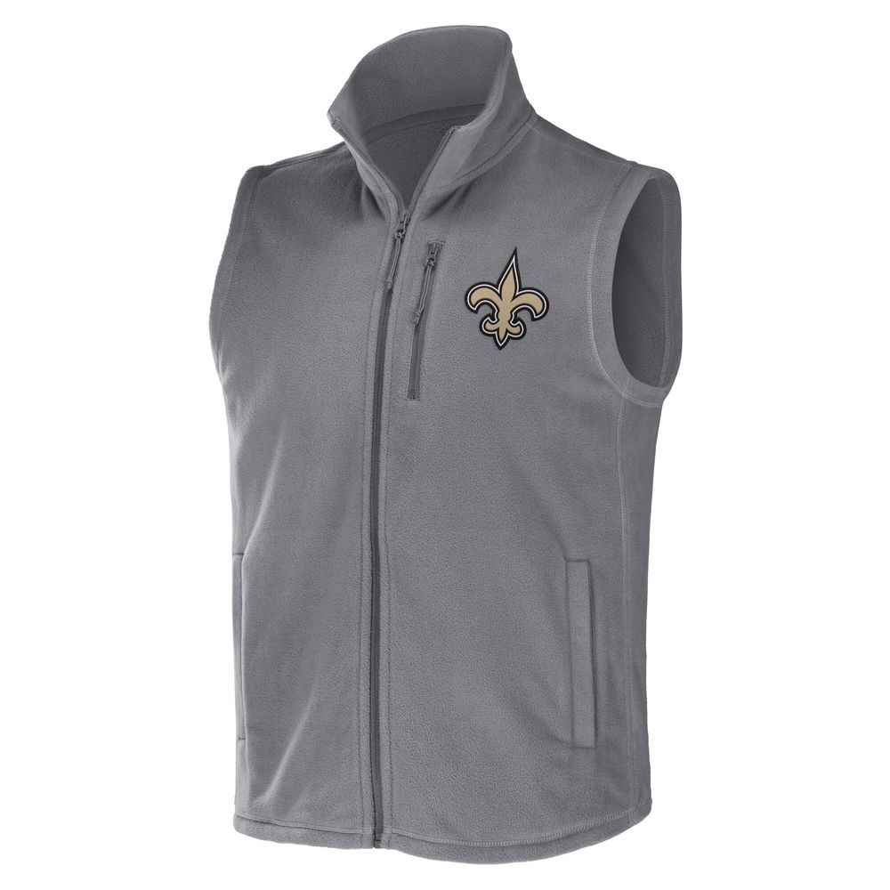 Men's NFL x Darius Rucker Collection by Fanatics Gray New Orleans Saints Polar Fleece Full-Zip Vest