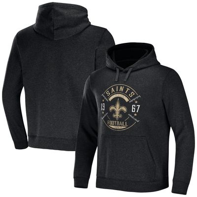 Men's NFL x Darius Rucker Collection by Fanatics Heather Charcoal New Orleans Saints Radar Pullover Hoodie