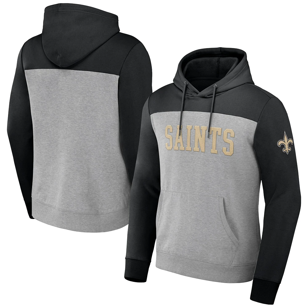 Sweat à capuche blocs de couleurs pour homme la collection NFL x Darius Rucker Fanatics Heather Gray New Orleans Saints