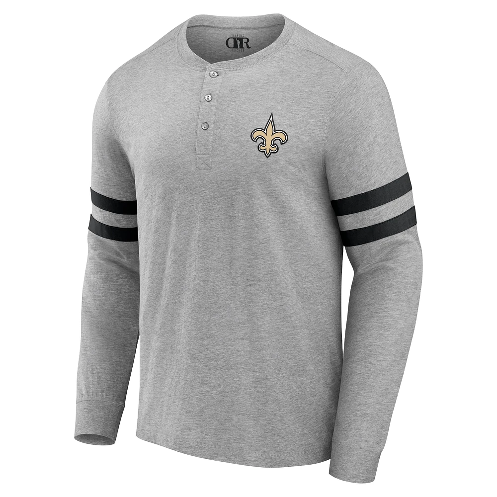 Men's NFL x Darius Rucker Collection by Fanatics Heather Gray New Orleans Saints Henley Long Sleeve T-Shirt