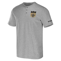 Collection NFL x Darius Rucker par Fanatics pour homme gris chiné New Orleans Saints Henley T-shirt