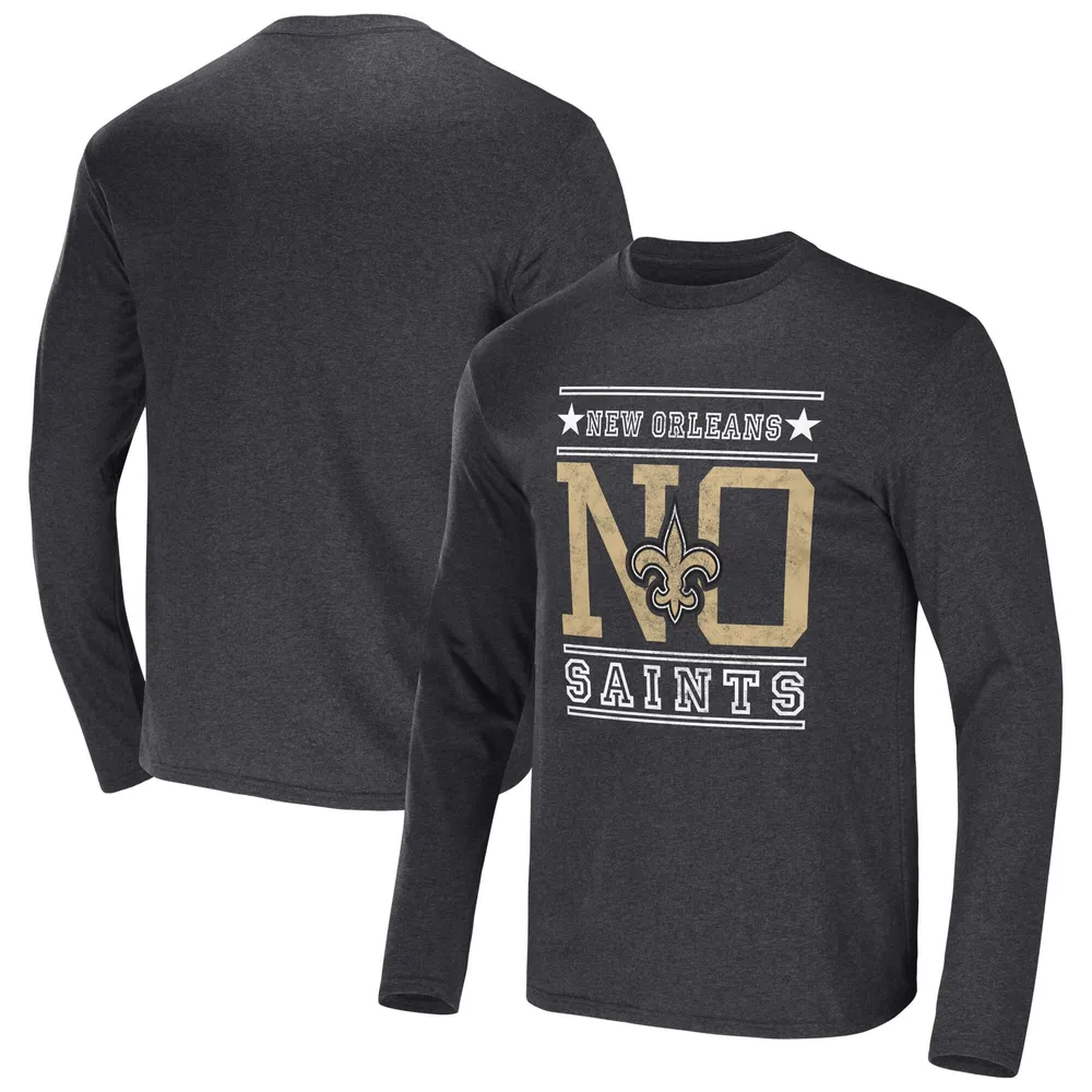 Collection NFL x Darius Rucker by Fanatics pour homme T-shirt à manches longues anthracite chiné Saints de la Nouvelle-Orléans