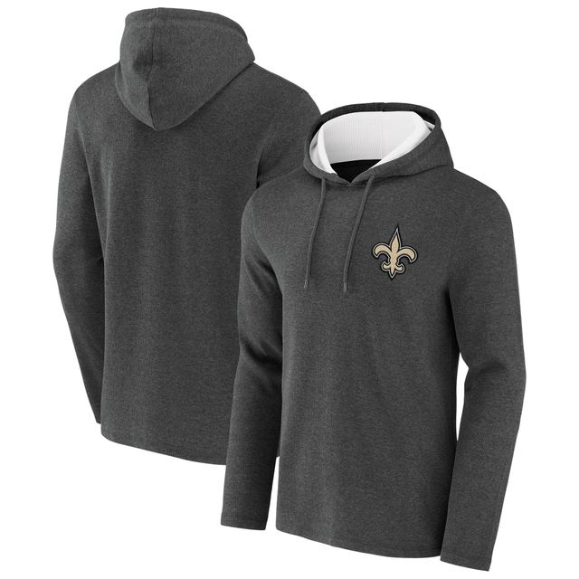 Collection NFL x Darius Rucker pour hommes par Fanatics Sweat à capuche en tricot gaufré anthracite chiné New Orleans Saints