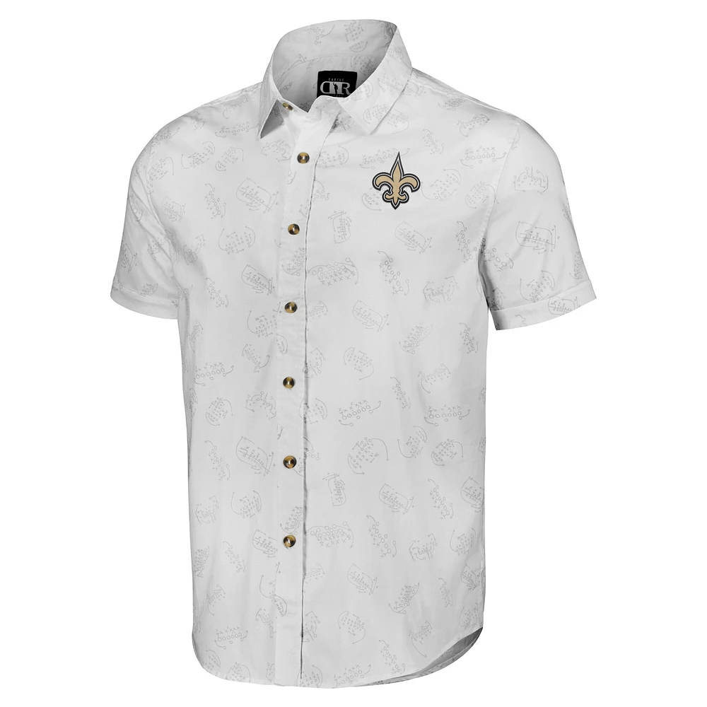 Chemise boutonnée à manches courtes tissée blanche New Orleans Saints pour homme de la collection NFL x Darius Rucker par Fanatics