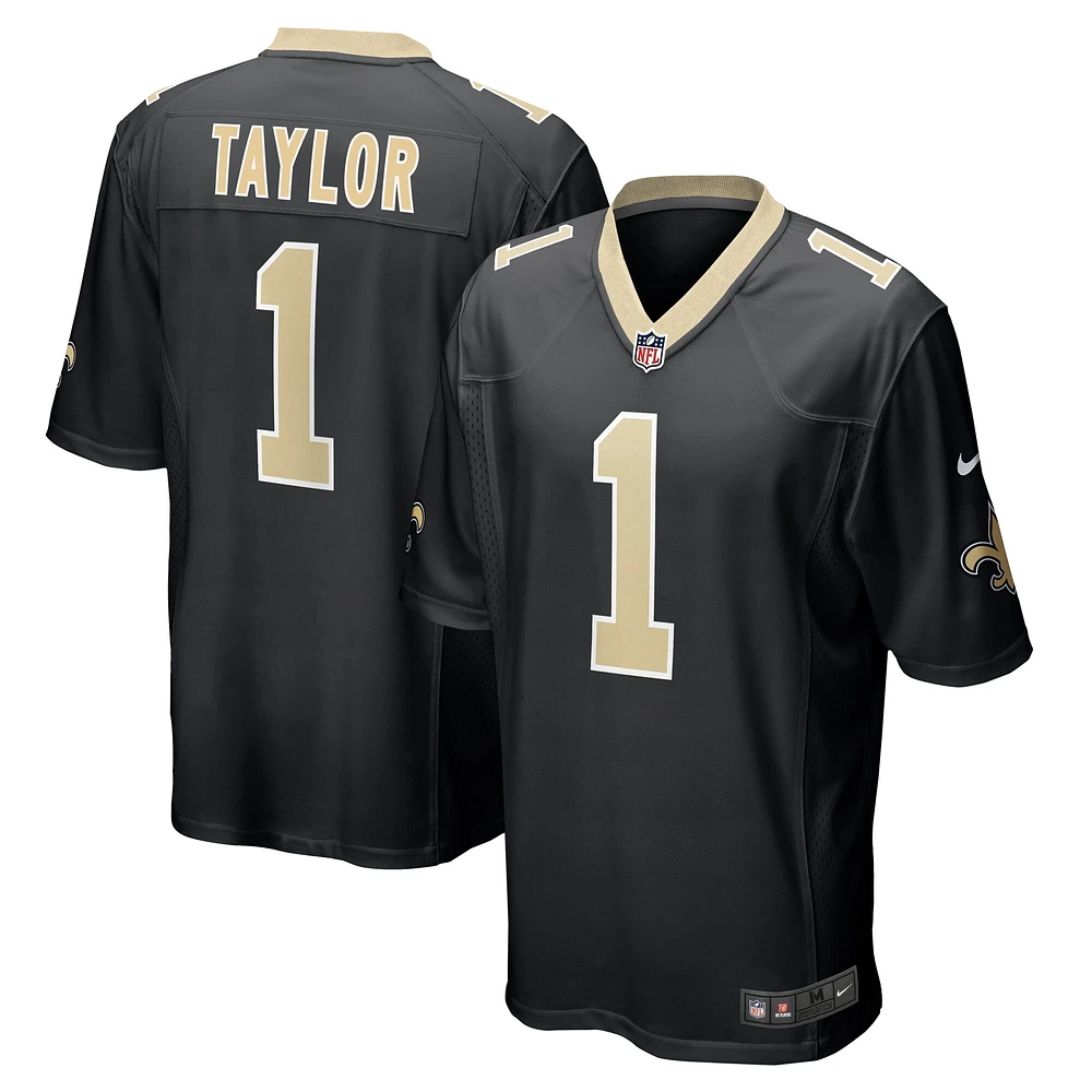 Maillot de match l'équipe Nike Alontae Taylor pour hommes, noir, New Orleans Saints