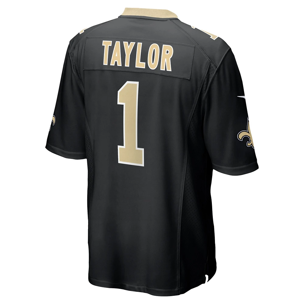 Maillot de match l'équipe Nike Alontae Taylor pour hommes, noir, New Orleans Saints