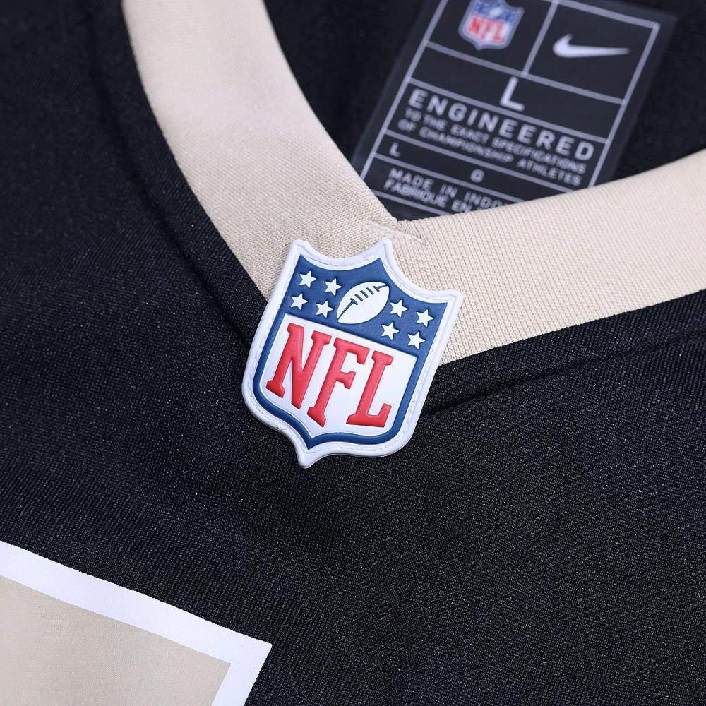 Maillot de match l'équipe Nike Alontae Taylor pour hommes, noir, New Orleans Saints