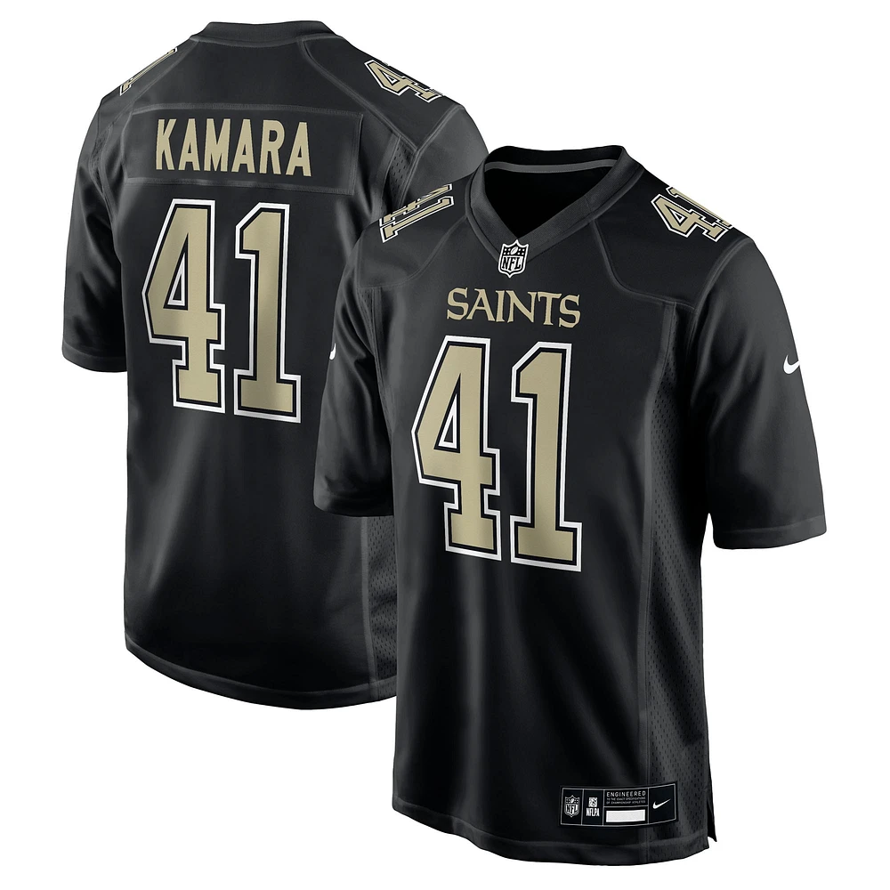 Maillot de jeu Nike Alvin Kamara Carbon Black New Orleans Saints pour homme