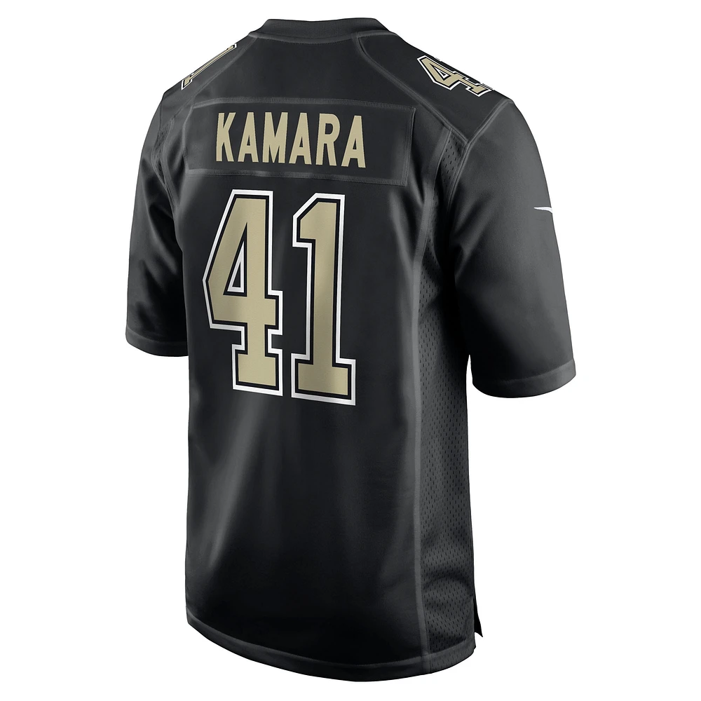 Maillot de jeu Nike Alvin Kamara Carbon Black New Orleans Saints pour homme