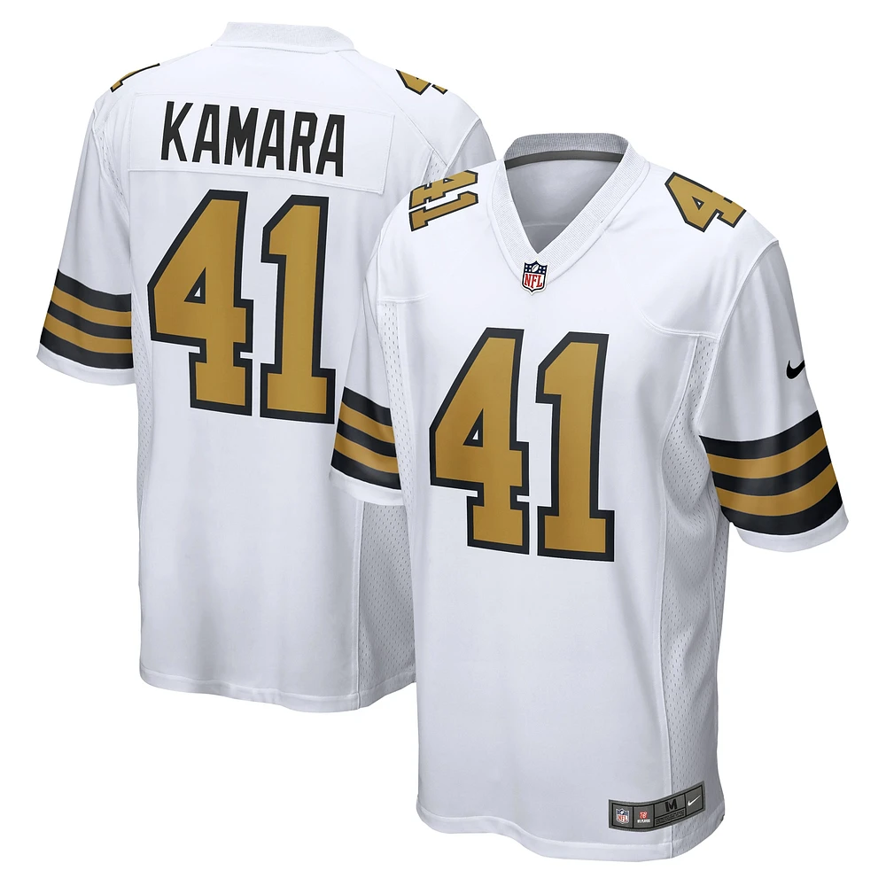 Maillot de jeu alternatif Nike Alvin Kamara pour hommes, blanc, New Orleans Saints