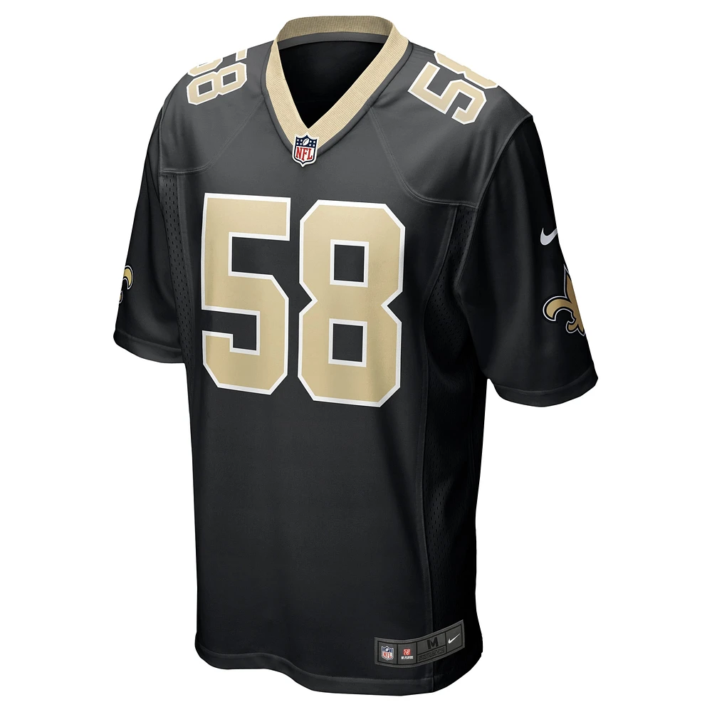 Maillot de match l'équipe Nike Anfernee Orji pour hommes, noir, New Orleans Saints