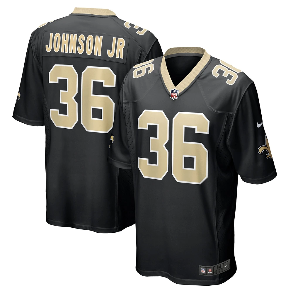 Maillot de match l'équipe Nike Anthony Johnson des Saints la Nouvelle-Orléans noir pour homme