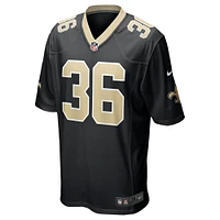 Maillot de match l'équipe Nike Anthony Johnson des Saints la Nouvelle-Orléans noir pour homme