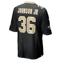 Maillot de match l'équipe Nike Anthony Johnson des Saints la Nouvelle-Orléans noir pour homme