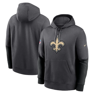 Men's Nike Anthracite New Orleans Saints 2024 Sideline Club Pullover Hoodie