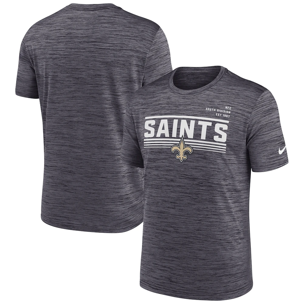 T-shirt Nike New Orleans Saints Yardline Velocity Performance anthracite pour homme