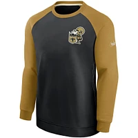 Men's Nike Black/Gold New Orleans Saints Historic Raglan Performance Pullover Sweater