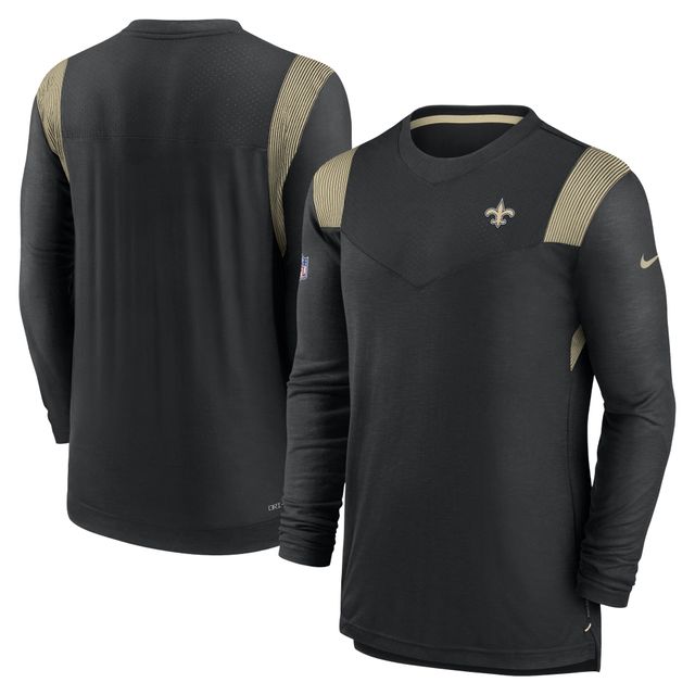 T-shirt à manches longues Nike New Orleans Saints Sideline Performance pour homme, noir/doré