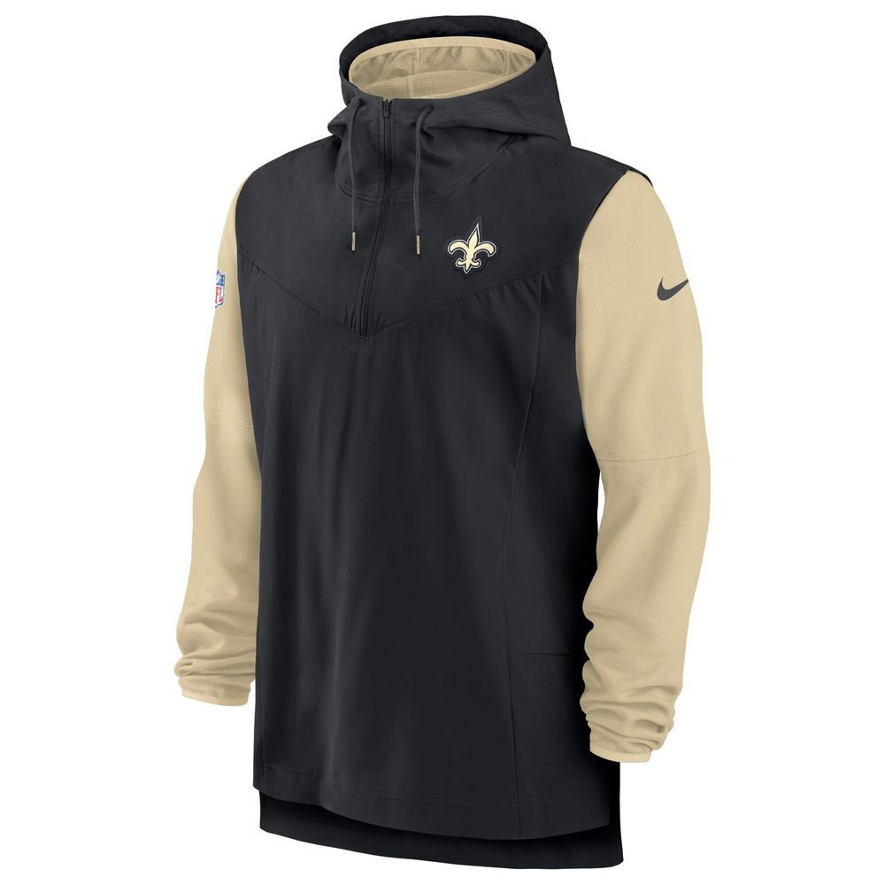 Nike Men's Nike Black/Gold New Orleans Saints Sideline Player Quarter-Zip  Hoodie