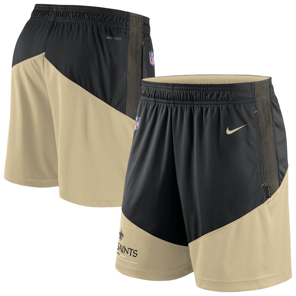 Men's Nike Black/Gold New Orleans Saints Sideline Primary Lockup Performance Shorts