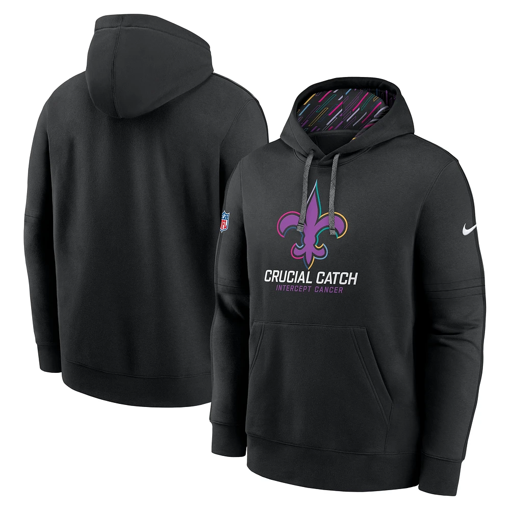 Men's Nike Black New Orleans Saints NFL Crucial Catch Club Pullover Hoodie