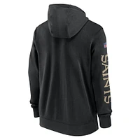 Men's Nike Black New Orleans Saints 2024 Sideline Club Full-Zip Hoodie