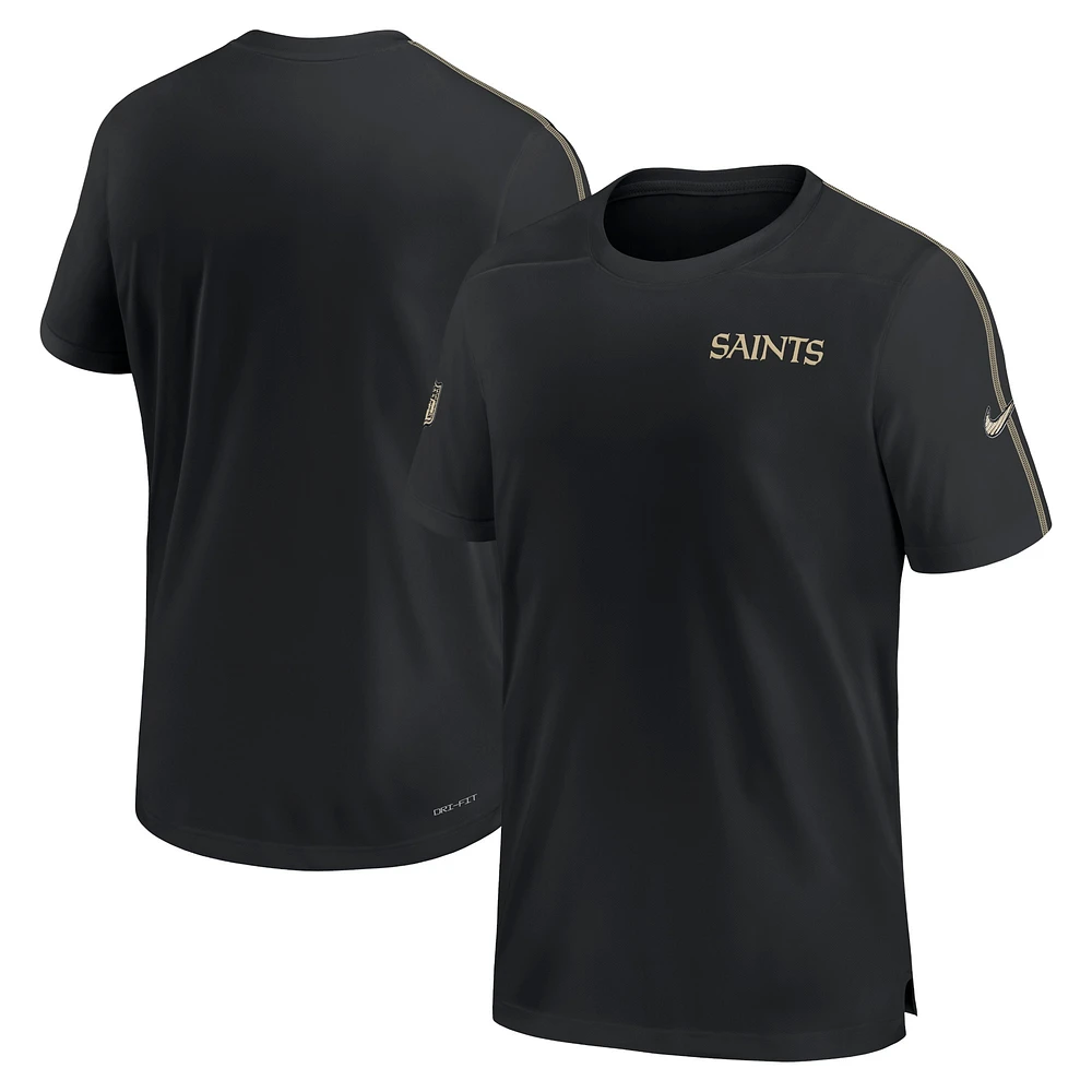 T-shirt Nike noir New Orleans Saints 2024 Sideline Coach UV Performance pour homme