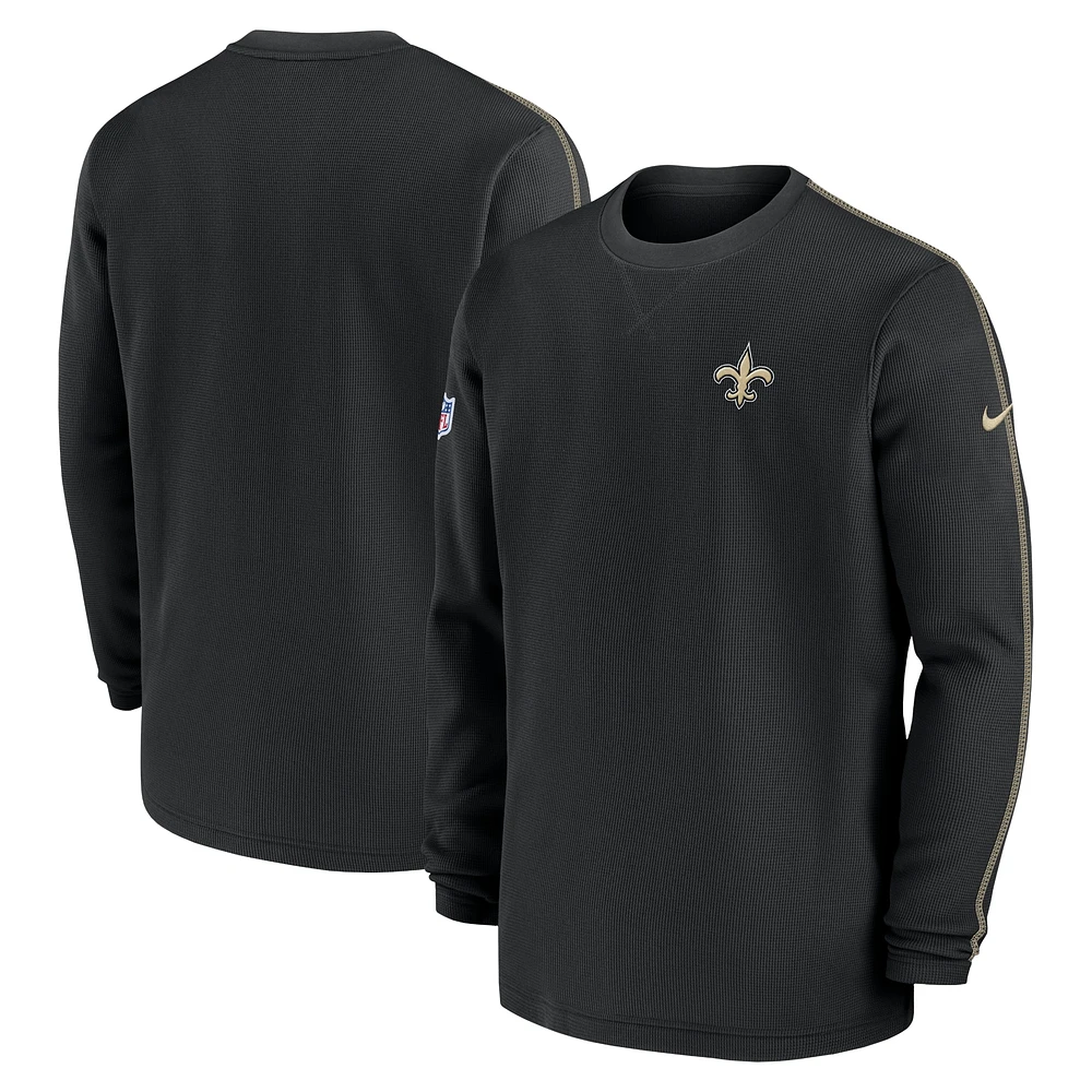 Haut à manches longues Nike noir New Orleans Saints 2024 Sideline Coaches pour homme