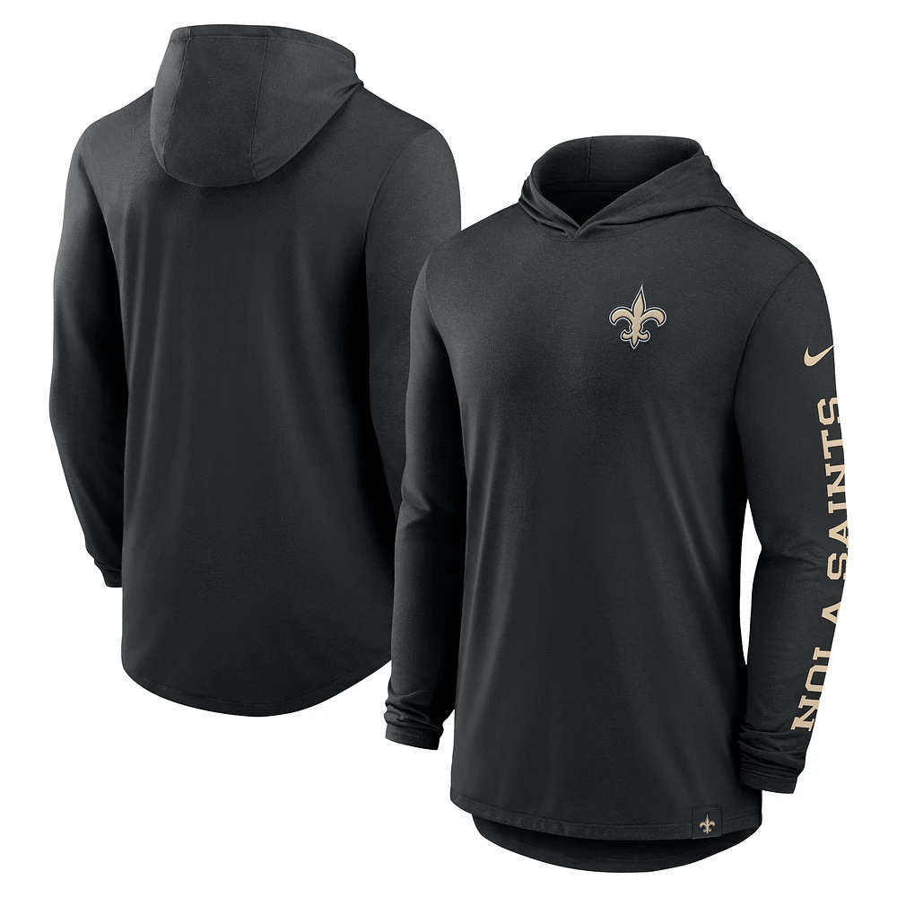 Sweat à capuche Nike noir New Orleans Saints Blitz pour homme