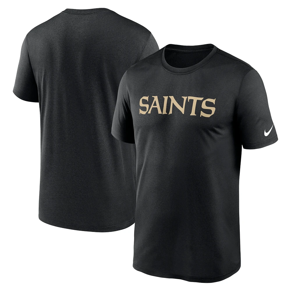 T-shirt Nike New Orleans Saints Legend Wordmark Performance pour homme noir