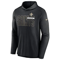 T-shirt à capuche et manches longues Nike New Orleans Saints Performance léger pour homme - Noir