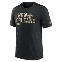 Men's Nike Black New Orleans Saints Overlap Lockup Tri-Blend T-Shirt