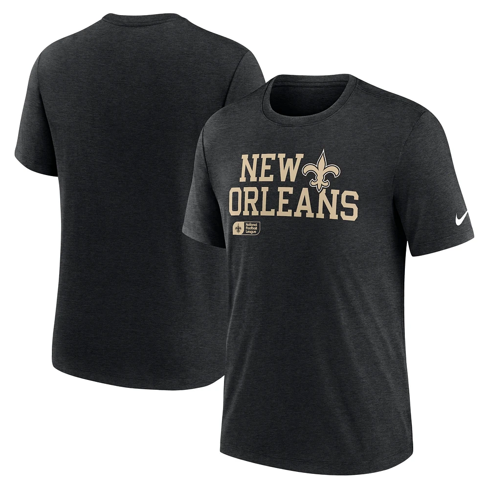 T-shirt triple mélange Nike New Orleans Saints Overlap Lockup pour homme noir