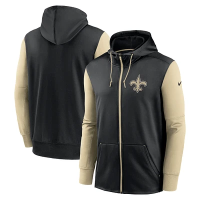 Sweat à capuche entièrement zippé Nike New Orleans Saints Performance pour homme - Noir