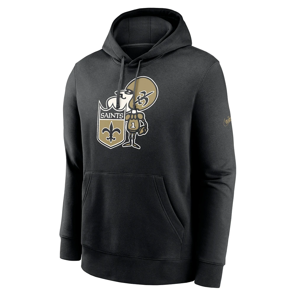 Men's Nike  Black New Orleans Saints Rewind Club Pullover Hoodie