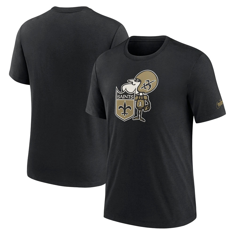 Men's Nike Black New Orleans Saints Rewind Logo Tri-Blend T-Shirt