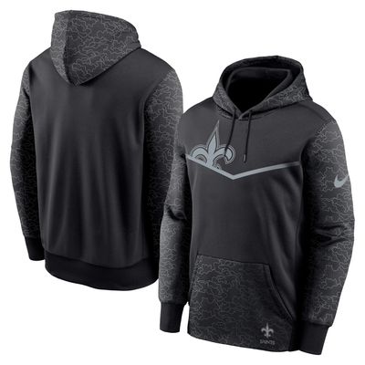 Men's Nike Black New Orleans Saints RFLCTV Chevron - Performance Pullover Hoodie