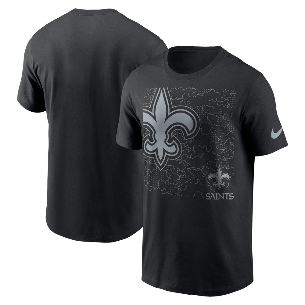 Men's Nike Black New Orleans Saints RFLCTV Logo Crop - T-Shirt