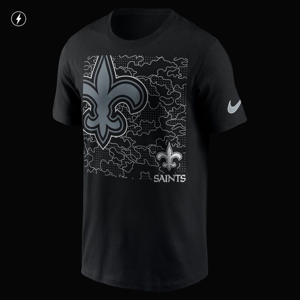 Men's Nike Black New Orleans Saints RFLCTV Logo Crop - T-Shirt