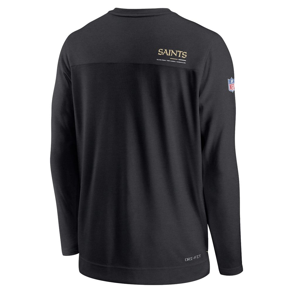 Men's Nike Black New Orleans Saints Sideline Coach Chevron Lock Up Long Sleeve V-Neck Performance T-Shirt