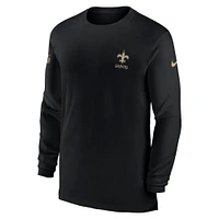 T-shirt à manches longues Nike New Orleans Saints Sideline Coach Performance pour homme, noir