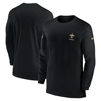 T-shirt à manches longues Nike New Orleans Saints Sideline Coach Performance pour homme, noir