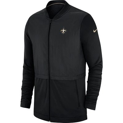 Veste hybride entièrement zippée Nike noire New Orleans Saints Sideline Elite pour homme