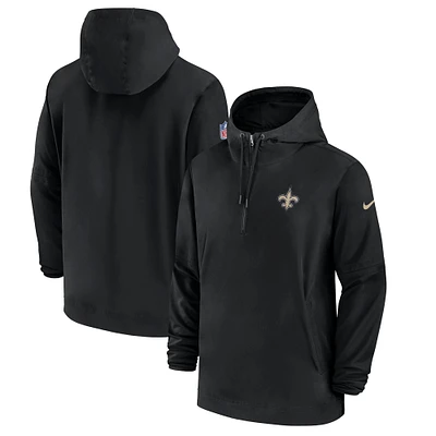 Sweat à capuche demi-glissière Nike New Orleans Saints Sideline pour homme, noir