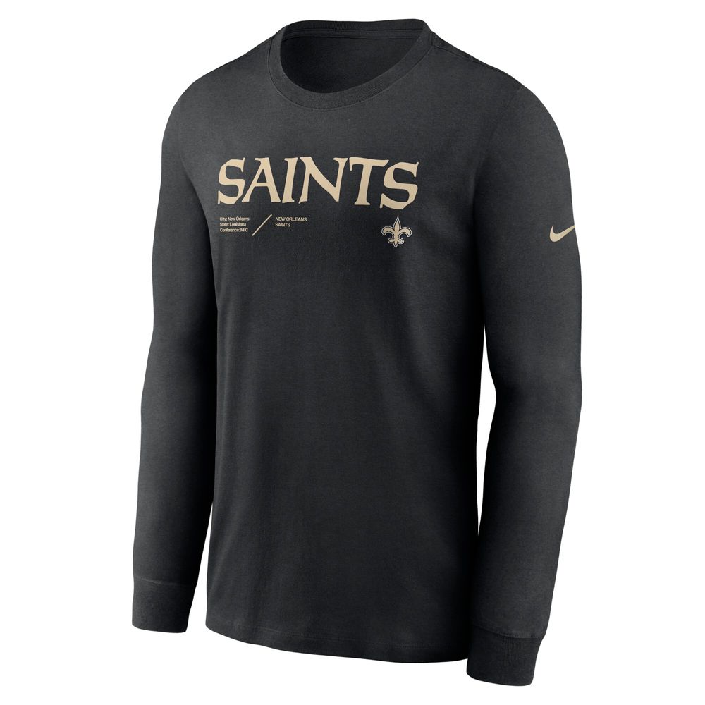 Men's Nike Black New Orleans Saints Sideline Infograph Lock Up Performance Long Sleeve T-Shirt