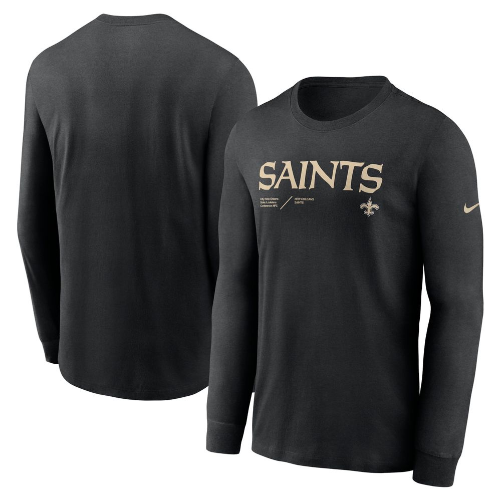 Men's Nike Black New Orleans Saints Sideline Infograph Lock Up Performance Long Sleeve T-Shirt