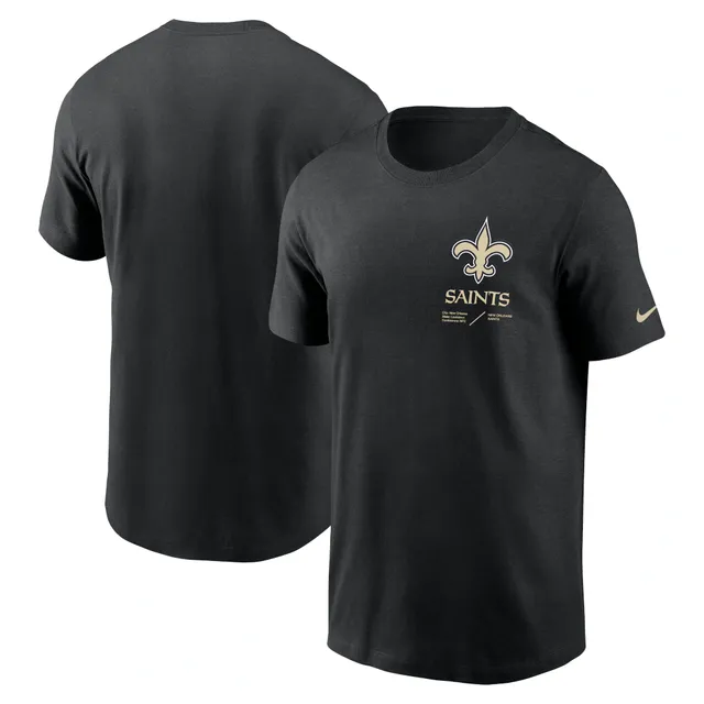 Men's Nike Black New Orleans Saints Sideline Coach Chevron Lock Up Logo  V-Neck Performance T-Shirt